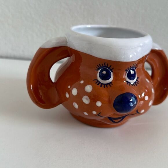 Clay Dog / Puppy Brown Mug Ear handles - Picture 2 of 6